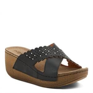 NEW FLEXUS women's cutout wedge sandal in black